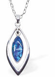 Paua Shell Oval Drop Necklace, Rhodium Plated