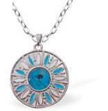 Natural Paua Shell Sun Necklace, Rhodium Plated