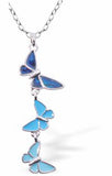 Natural Paua Shell Butterflies Necklace, Rhodium Plated