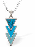 Natural Paua Shell Triple Triangles Necklace, Rhodium Plated