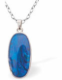 Natural Paua Shell Majestic Oval Necklace, Rhodium Plated