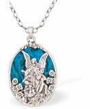 Natural Paua Shell Guardian Angel Necklace, Rhodium Plated
