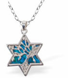 Natural Paua Shell Tree of Life in Star Necklace, Rhodium Plated
