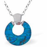 Natural Paua Shell Halo Necklace, Rhodium Plated