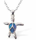 Natural Paua Shell Turtle Necklace, Rhodium Plated
