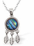 Natural Paua Shell Dreamcatcher Necklace, Rhodium Plated