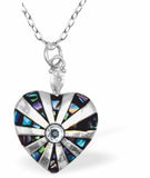 Natural Paua Shell Bursting with Love Necklace, Rhodium Plated