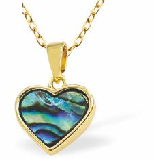 Paua Shell Sweet Heart Necklace
11mm, Rhodium Plated

18" Chain, Golden Chain and Frame
Hypoallergenic: Nickel, Lead and Cadmium free
Delivered in a soft, black, velveteen pouch