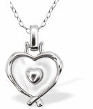 Iridescent Necklace with Loving Heart, Silver Coloured