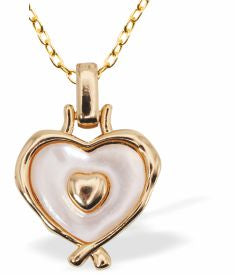 &nbsp;Iridescent Necklace Loving Heart, Golden Framed
Hypoallergenic: Rhodium Plated, Nickel, Lead and Cadmium Free

20mm in size, 18" Rhodium Plated Chain

Delivered in a soft, black, velveteen pouch