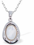 Iridescent Oval Necklace, Silver Coloured