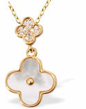 Iridescent Double Clover Necklace, Golden Framed