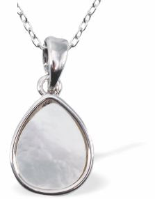 Iridescent Necklace with Teardrop, Silver Coloured
Hypoallergenic: Rhodium Plated, Nickel, Lead and Cadmium Free

12mm in size, 18" Rhodium Plated Chain

Delivered in a soft, black, velveteen pouch