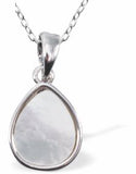 Iridescent Necklace with Teardrop, Silver Coloured