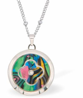 Special PVD Round Necklace with Central Clover
Silver coloured chain with Paua Shell inset
Hypoallergenic; Free from cadmium, lead and nickel
20mm in size
Colour: Silver coloured and Crystal
Delivered in a soft, black, velveteen pouch