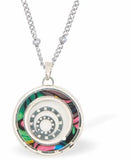 Special PVD Silver Coloured Circles within Circles Necklace
Silver coloured chain with Paua Shell inset
Hypoallergenic; Free from cadmium, lead and nickel
20mm in size
Colour: Silver coloured and Crystal
Delivered in a soft, black, velveteen pouch