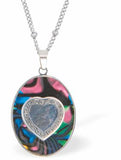 Special PVD Oval Necklace with Central Heart
Silver coloured with Paua Shell inset
Hypoallergenic; Free from cadmium, lead and nickel
20mm in size
Colour: Multicoloured, Silver coloured and Crystal
Delivered in a soft, black, velveteen pouch