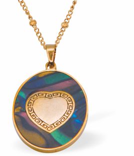 Special PVD Oval Necklace with Central Heart
Golden coloured chain with Paua Shell inset
Hypoallergenic; Free from cadmium, lead and nickel
20mm in size
Colour: Multi-colour, Golden and Crystal
Delivered in a soft, black, velveteen pouch