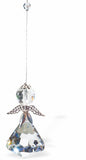 Austrian Crystal Suncatcher, Multi-faceted Crystal Angel with Clear Base Crystal Drop and Rhodium Plated  Angel Wings