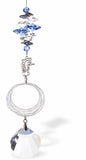 Austrian Crystal Suncatcher, Multi-faceted Crystals with Sea Shell Crystal Drop and Rhodium Plated Sea Horse Link