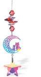 Austrian Crystal Suncatcher, Multi-faceted Crystals with Aurora Borealis Star Crystal Drop and Multi Coloured Rhodium Plated Moon Cats Link