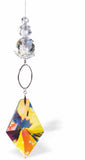 Austrian Crystal Suncatcher, Multi-faceted Crystals with Aurora Borealis Kite Crystal Drop and Multi Coloured Rhodium Oval Link