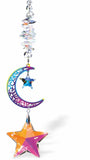Austrian Crystal Suncatcher, Multi-faceted Crystals with Aurora Borealis Star Crystal Drop and Rhodium Plated Crescent Moon and Star Link