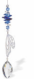 Austrian Crystal Suncatcher, Multi-faceted Crystals with Pointed oval Crystal Drop and Rhodium Plated Dragonfly Link