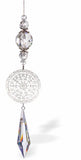 Austrian Crystal Suncatcher with Prism Crystal Drop  With Rhodium Plated Mandala Link Drop: 30cm from hanging loop to bottom (Approximate) Hang in the window or near a light source for full effect Loved by everyone, Suncatchers are a great gift for any occasion Brightens every space with reflected sunlight to instill calm and peace into a room