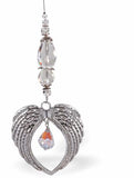 Austrian Crystal Suncatcher with Angel Wings framing a Droplet Crystal