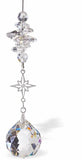 Austrian Crystal Suncatcher, Multi-faceted Crystals with 20mm Sphere Crystal Drop and Rhodium Plated North Star Link