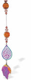 Austrian Crystal Suncatcher, Multi-faceted Multi-Coloured Crystals with Leaf Crystal Drop and Rhodium Plated Jazzy Teadrop Link