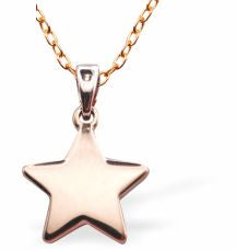 Rose Golden Star Necklace
15mm in size with 18" Chain
Hypoallergenic: Nickel, Lead and Cadmium Free
Delivered in a soft, black, velveteen pouch
