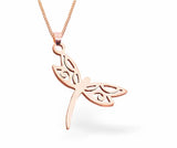 Rose Golden Dragonfly Necklace 19mm in size, 18" Chain Hypoallergenic: Nickel, Lead and Cadmium Free Delivered in a soft, black, velveteen pouch