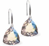 Austrian Crystal Multi Faceted Triangular, Trilliant Cut Drop Earrings in Crystal Shimmer