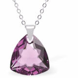 Austrian Crystal Multi Faceted Triangular, Trilliant Cut Necklace in Warm Amethyst