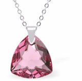 Austrian Crystal Multi Faceted Triangular, Trilliant Cut Necklace in Rose Pink