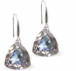 Austrian Crystal Multi Faceted Trilliant Cut Drop Earrings Vitrail Light in Colour 10.5mm in size - Rhodium Plated Earwires Hypo allergenic: Free from Lead, Nickel and Cadmium See matching necklace TR32 Delivered in a soft, black, velveteen pouch