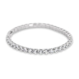 Sparkly Stretch Bracelet with Clear 4mm Crystals, Rhodium Plated