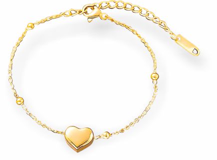 Golden Chain Bracelet with Heart and extension chain