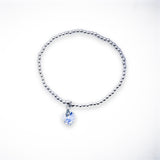 Charm Bracelet with Crystal Heart Charm Embellished with Crystals by Swarovski®  in Aurora Borealis, Rhodium Plated
