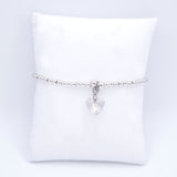 Charm Bracelet with Crystal Heart Charm Embellished with Crystals by Swarovski®  in Aurora Borealis, Rhodium Plated