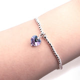 Charm Bracelet with Crystal Heart Charm Embellished with Crystals by Swarovski® in Vitrail Light, Rhodium Plated