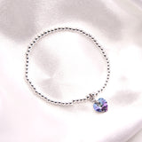 Charm Bracelet with Crystal Heart Charm Embellished with Crystals by Swarovski® in Vitrail Light, Rhodium Plated