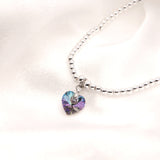 Charm Bracelet with Crystal Heart Charm Embellished with Crystals by Swarovski® in Vitrail Light, Rhodium Plated