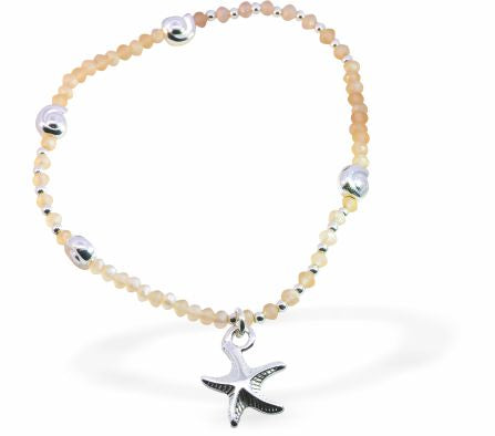 Stretch bracelet with Mixed Beads and Starfish Drop