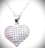 Silver Coloured Pave Crystal Heart Necklace