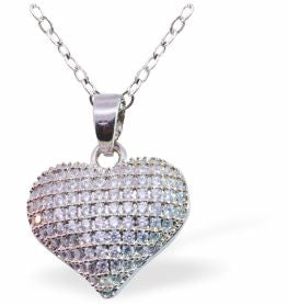 Silver Coloured Pave Crystal Heart Necklace