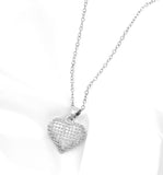 Silver Coloured Pave Crystal Heart Necklace