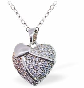 Silver Coloured Pave Crystal Chunky Heart Necklace